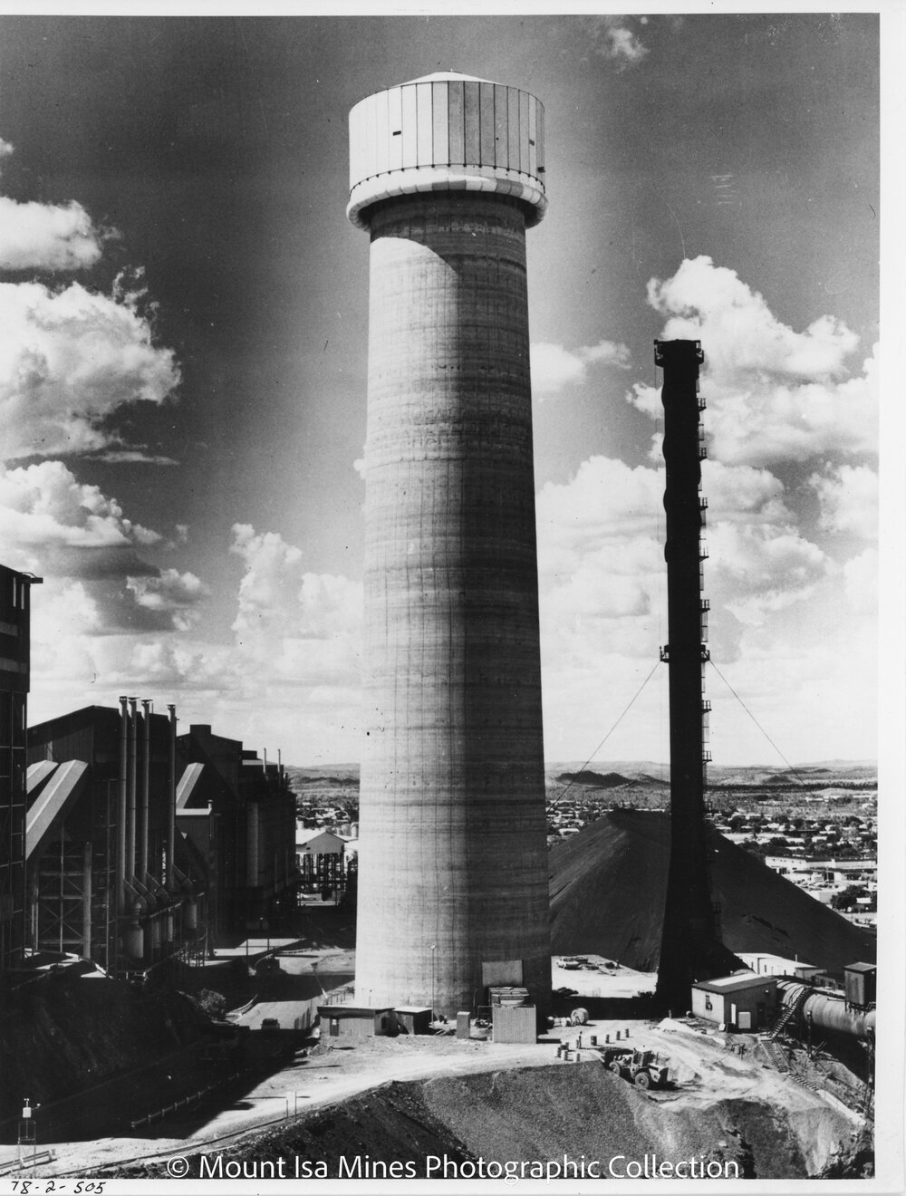 Lead Stack under construction, Mount Isa Mines, February 1978