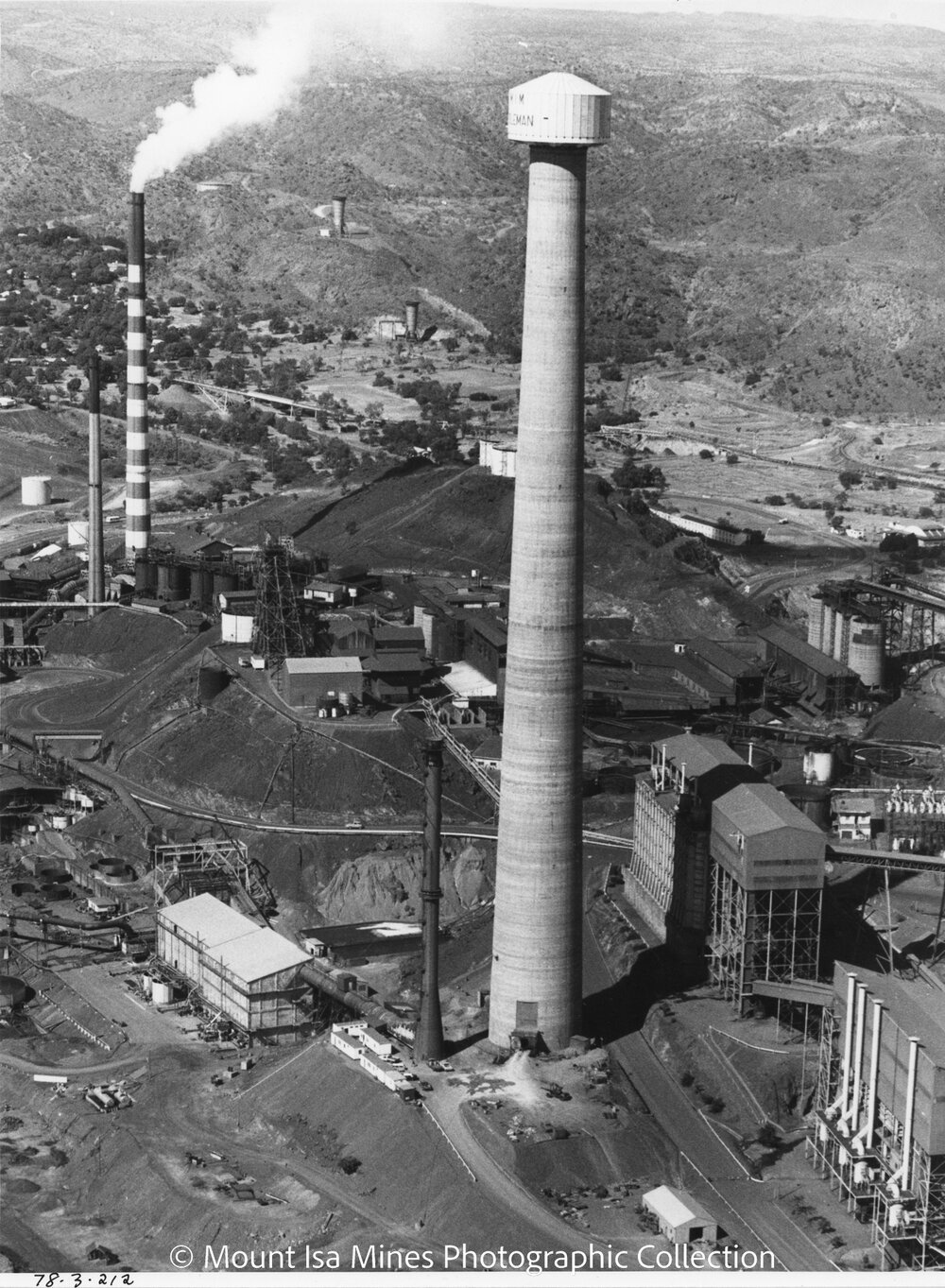 Lead Stack under construction, Mount Isa Mines, March 1978