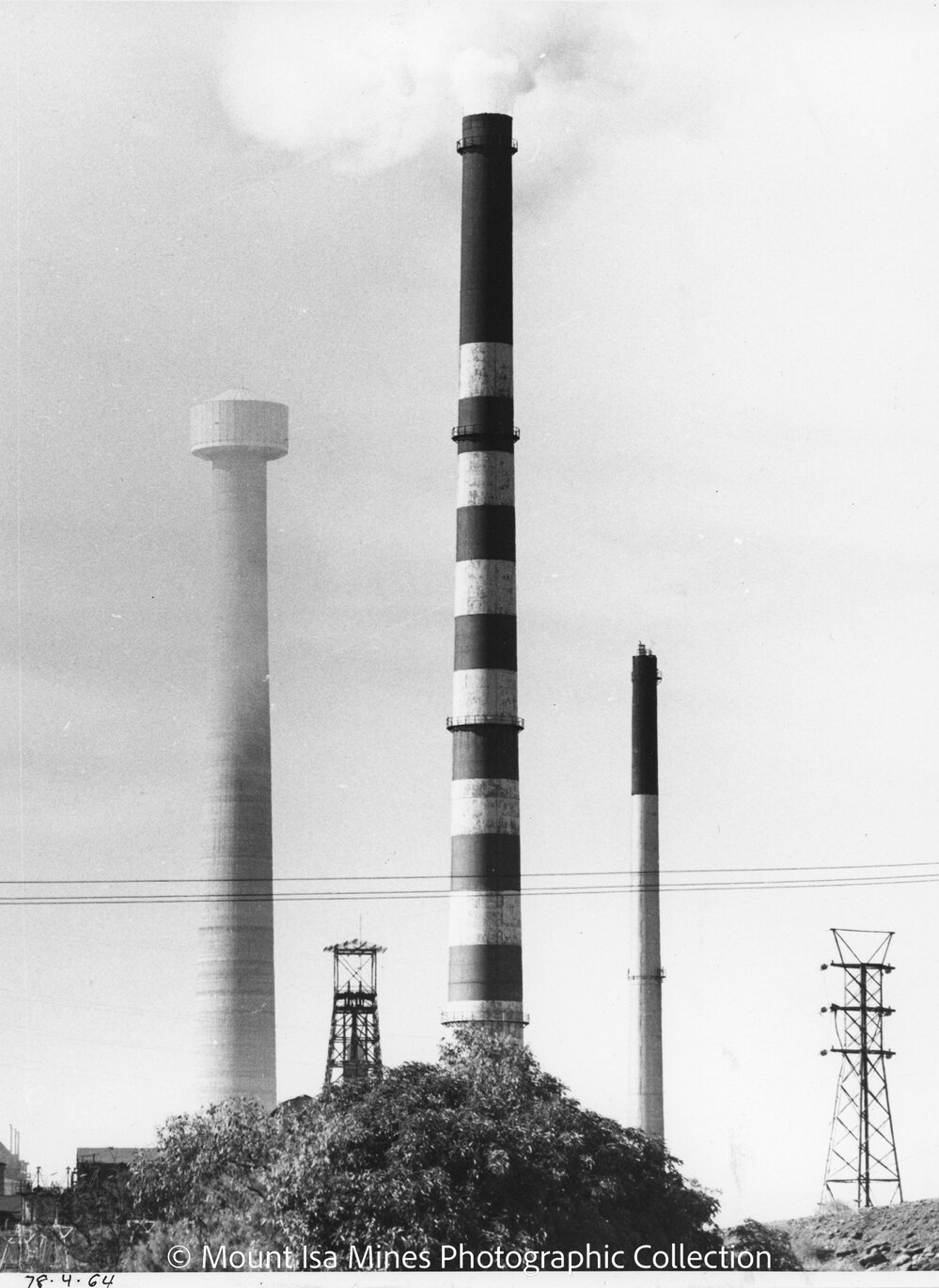 Lead Stack under construction, Mount Isa Mines, April 1978