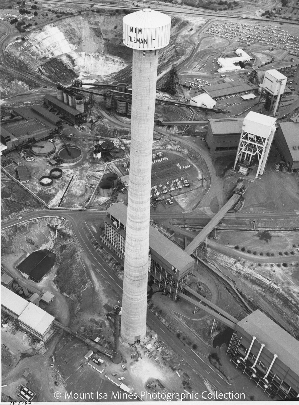 Lead Stack under construction, Mount Isa Mines, May 1978