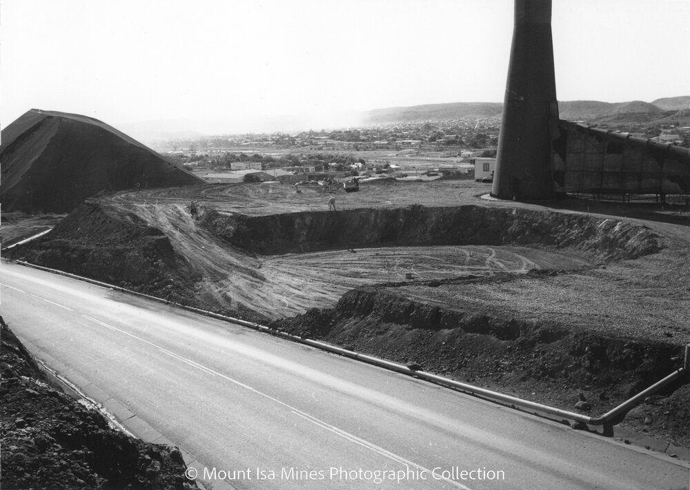 Lead Stack under construction, Mount Isa Mines, c.1977