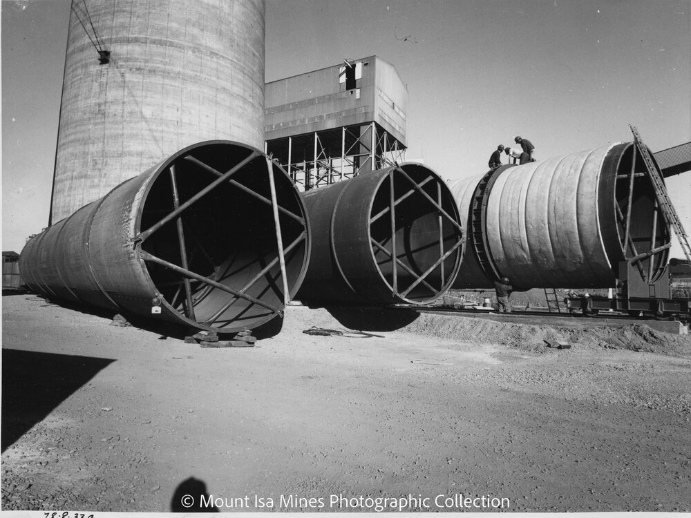 Lead Stack under construction, Mount Isa Mines, August 1978