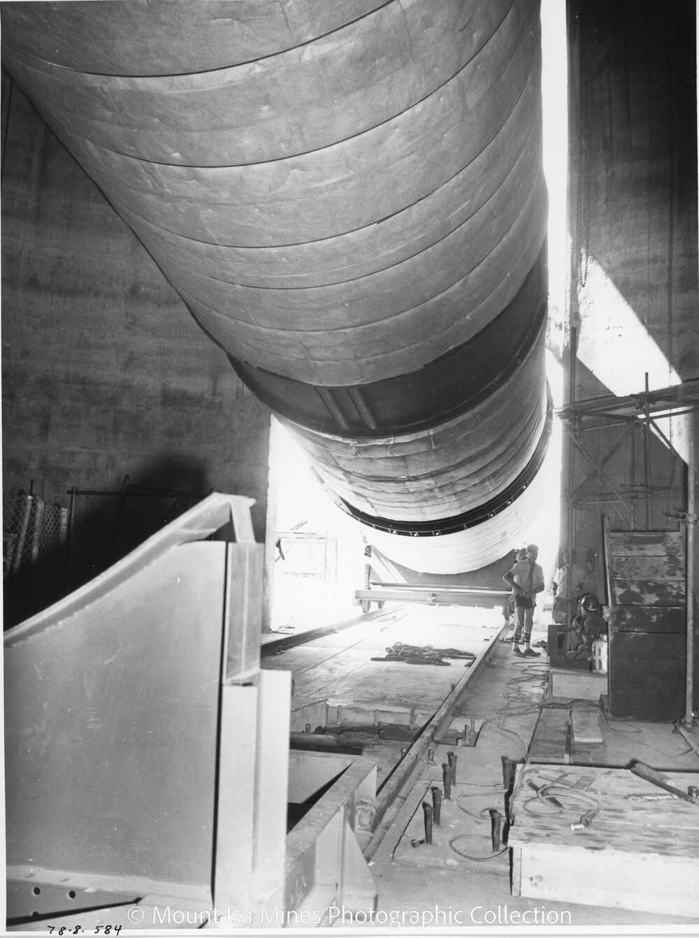 Lead Stack under construction, Mount Isa Mines, August 1978