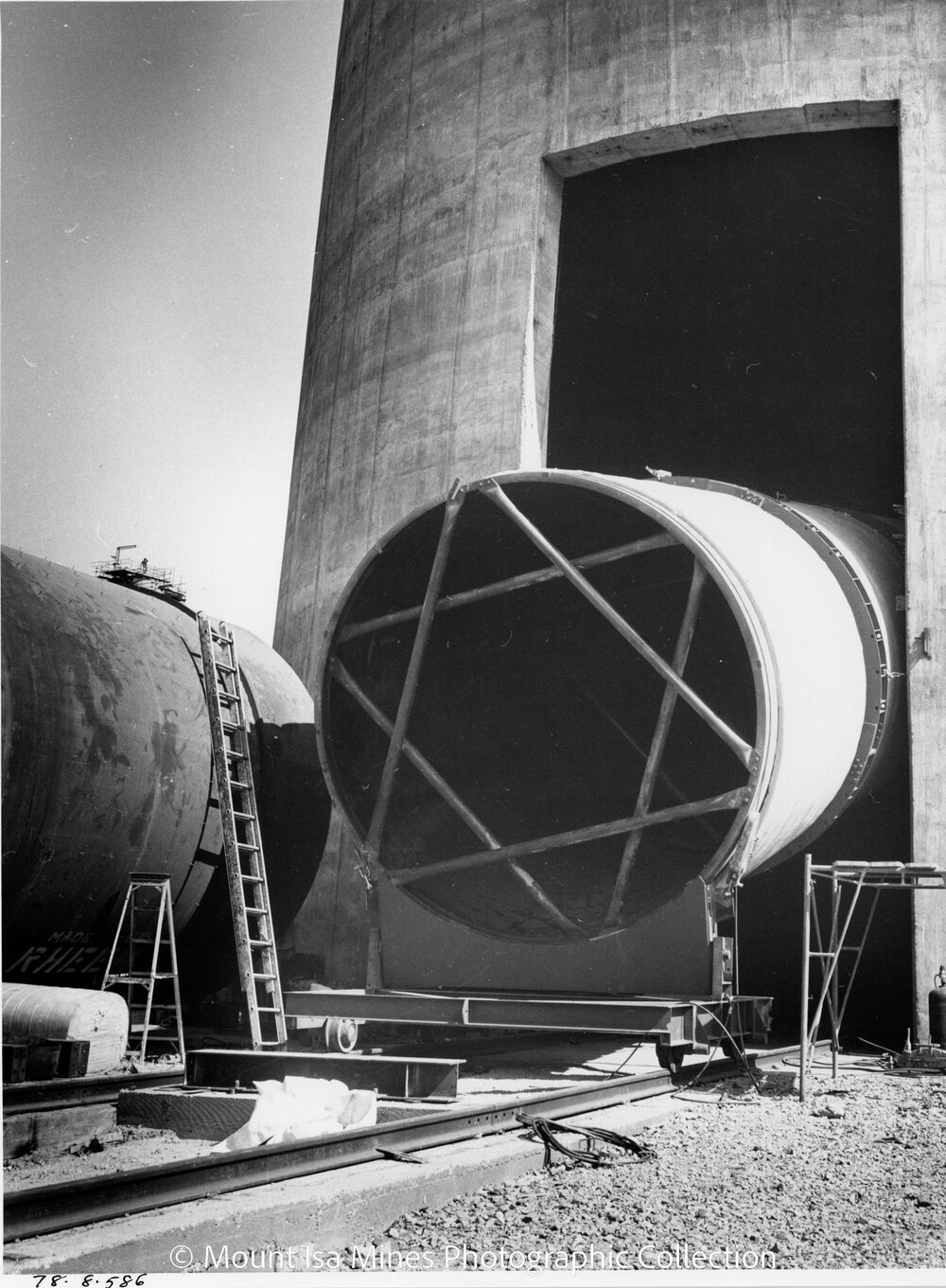 Lead Stack under construction, Mount Isa Mines, August 1978