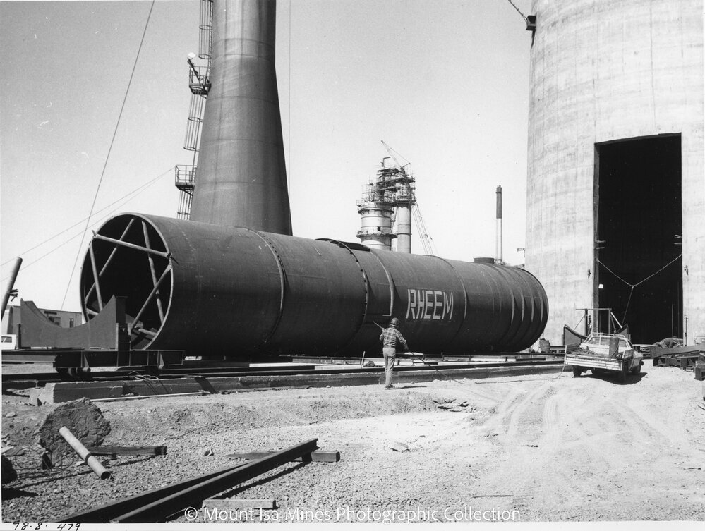 Lead Stack under construction, Mount Isa Mines, August 1978