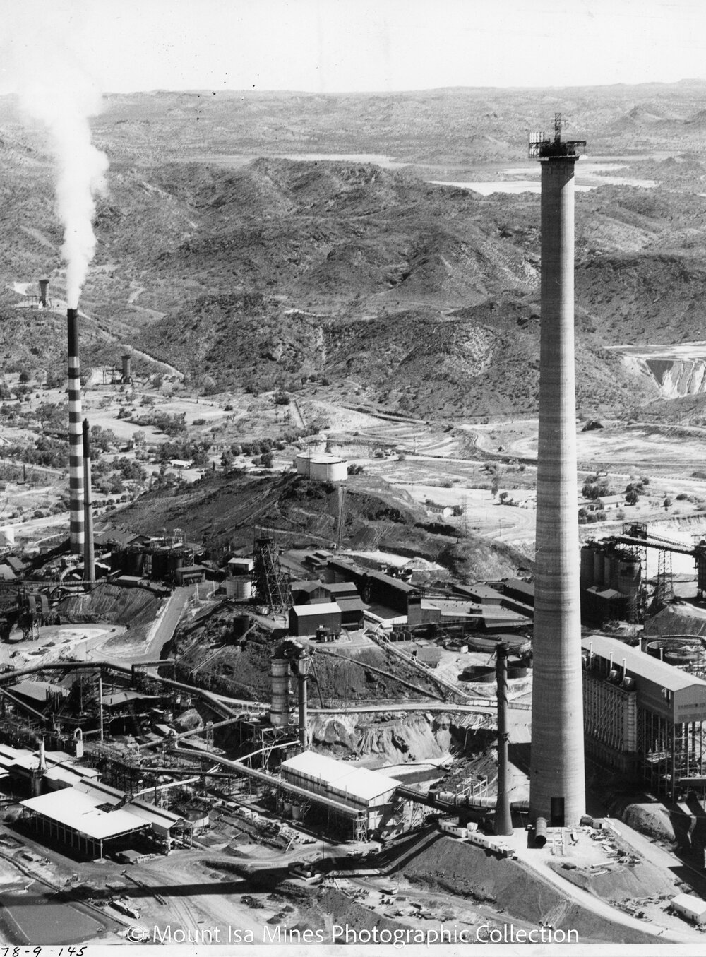 Lead Stack under construction, Mount Isa Mines, September 1978