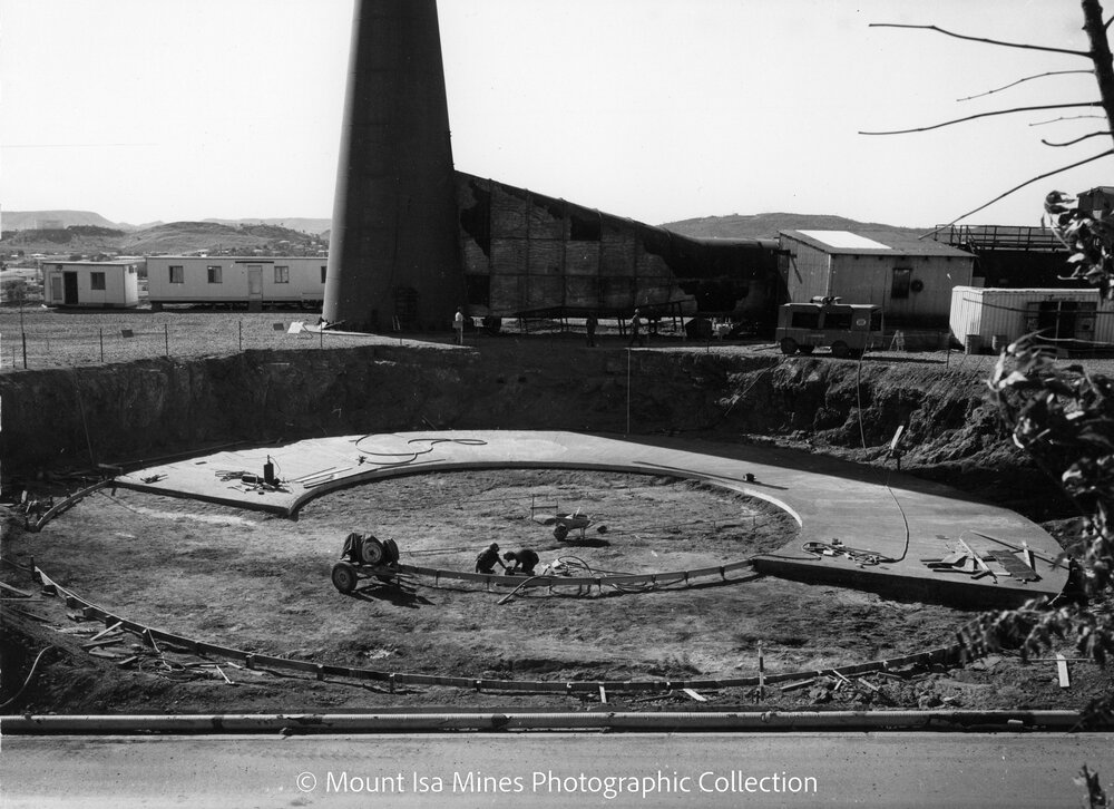 Lead Stack under construction, Mount Isa Mines, September 1977