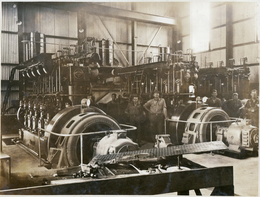 Diesel generators for underground power at Man and Supply area, Mount Isa Mines, November 1930