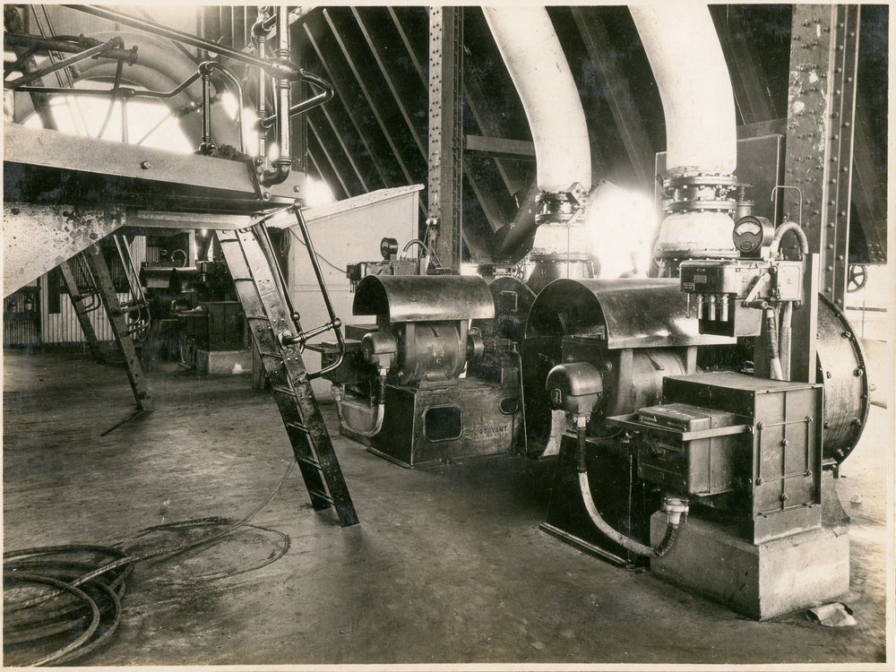 Exhaust fans of Fuller Bonner pulverising coal at Mines Power Station, Mount Isa Mines, c.1930