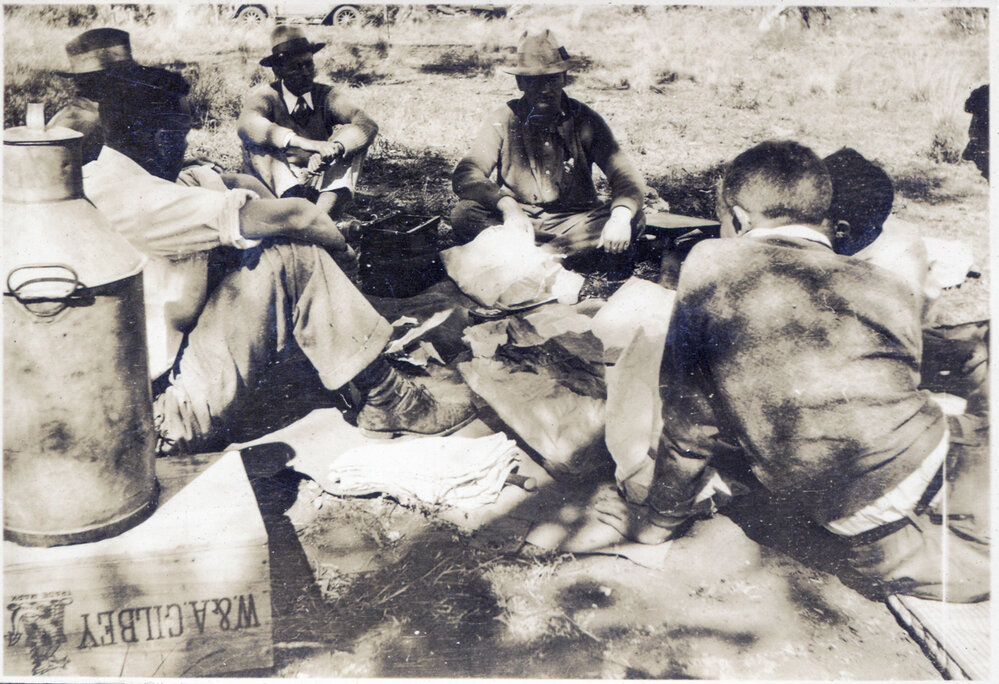 Men with mineral samples, c.1933