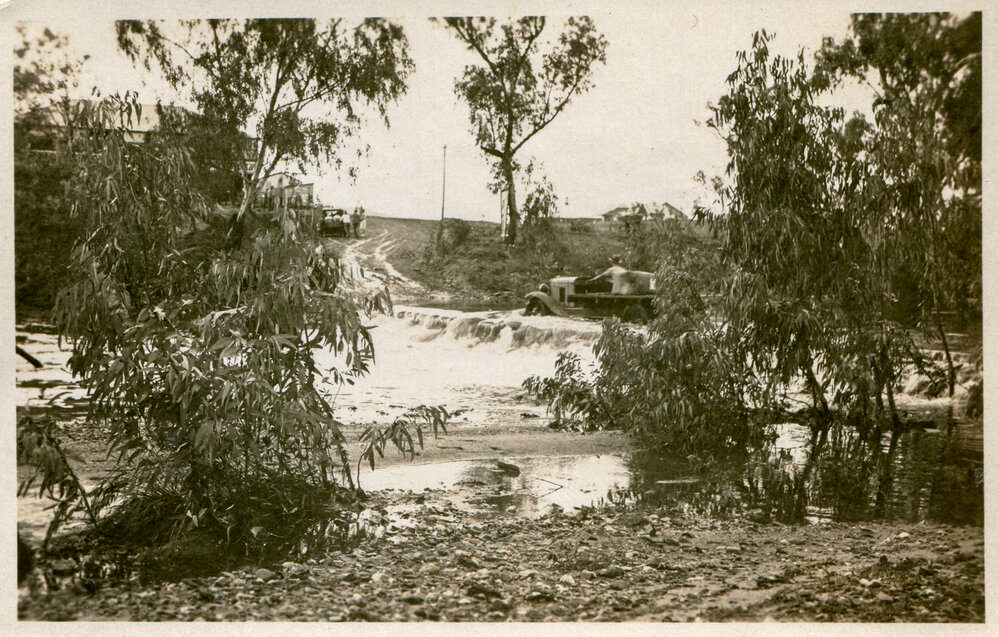 People crossing Leichhardt River, Mount Isa City, May 1932