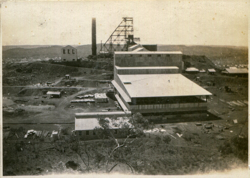 Mill and Urquhart Shaft Headframe under construction, Mount Isa Mines, c.1930