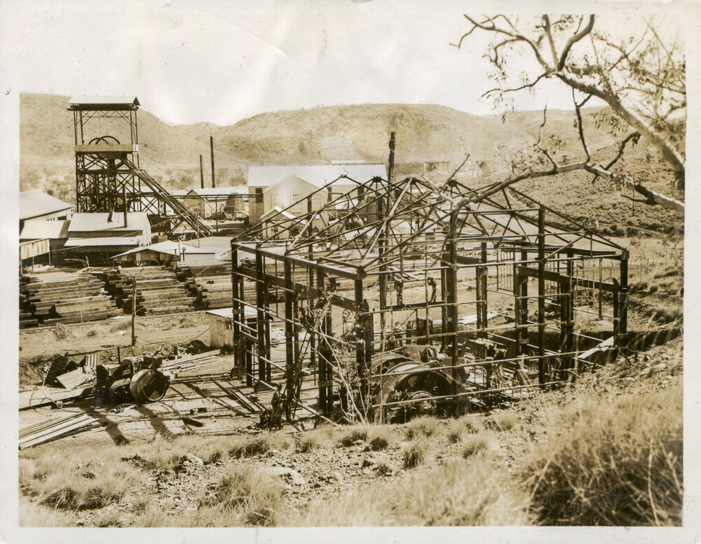 No 2 Ore Shaft winder house under construction, Mount Isa Mines, c.1937