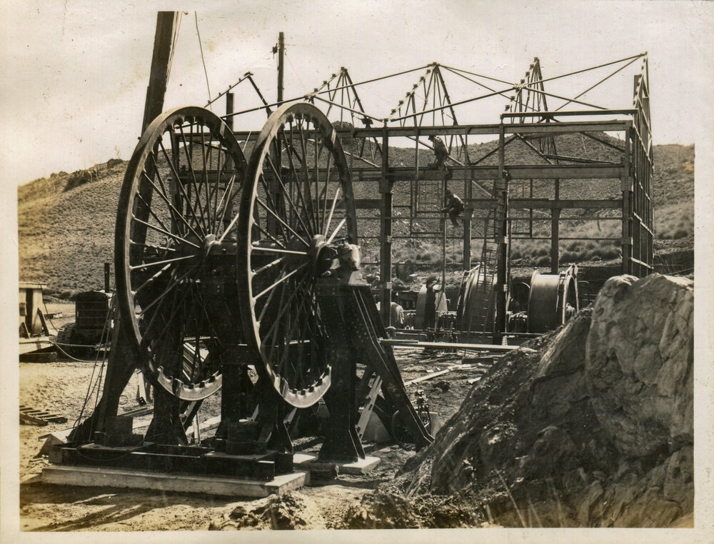 No 2 Ore Shaft winder house under construction, Mount Isa Mines, c.1937