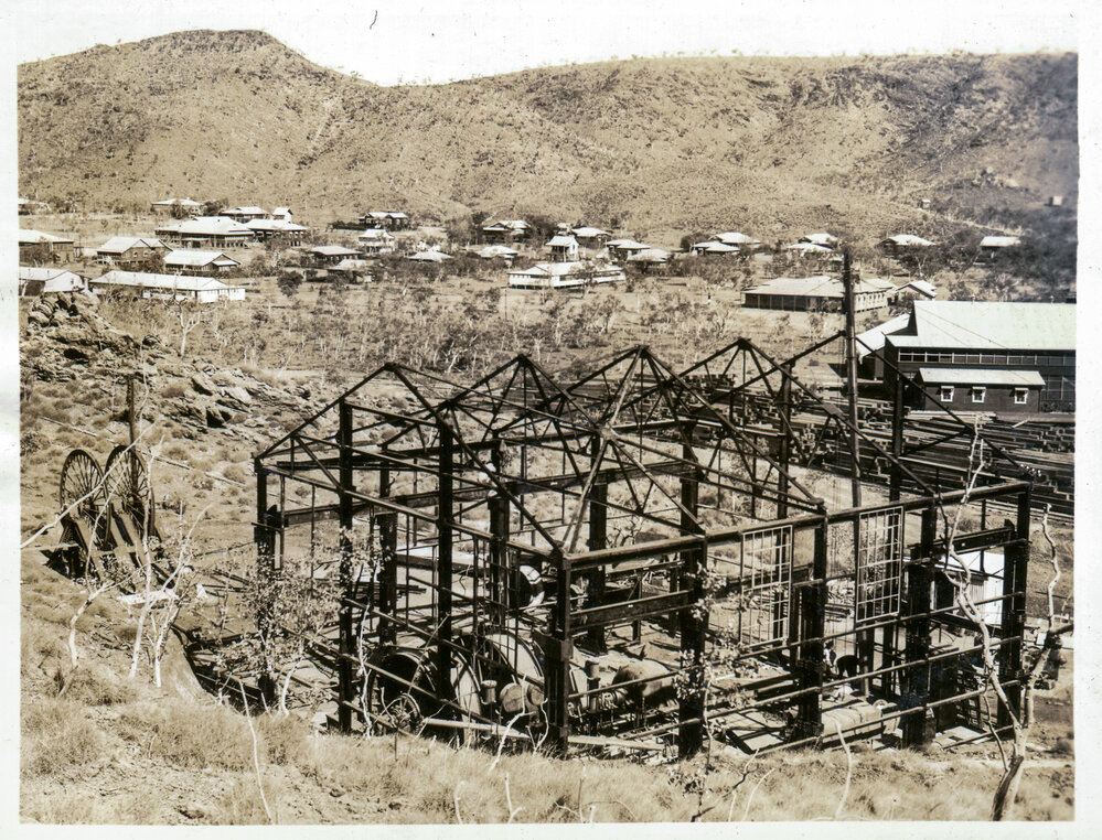 No 2 Ore Shaft Winder House under construction, Mount Isa Mines, c.1938