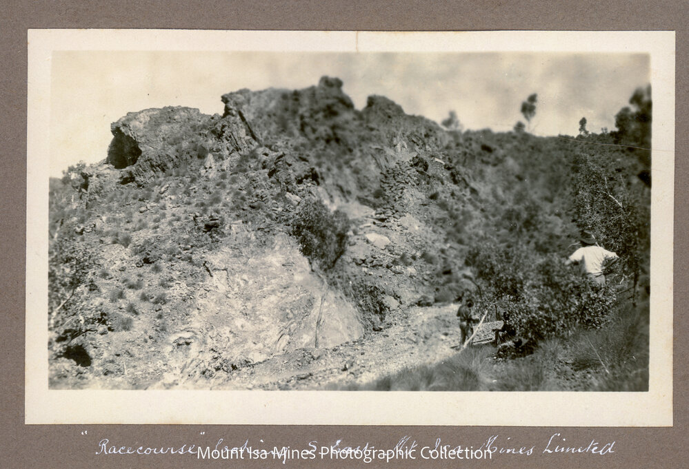 Ore bags ready to be sent to Duchess railhead at Racecourse, Mount Isa Mines, c.1924