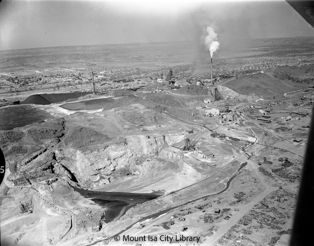 Glory holes and smelters, Mount Isa Mines, c.1956
