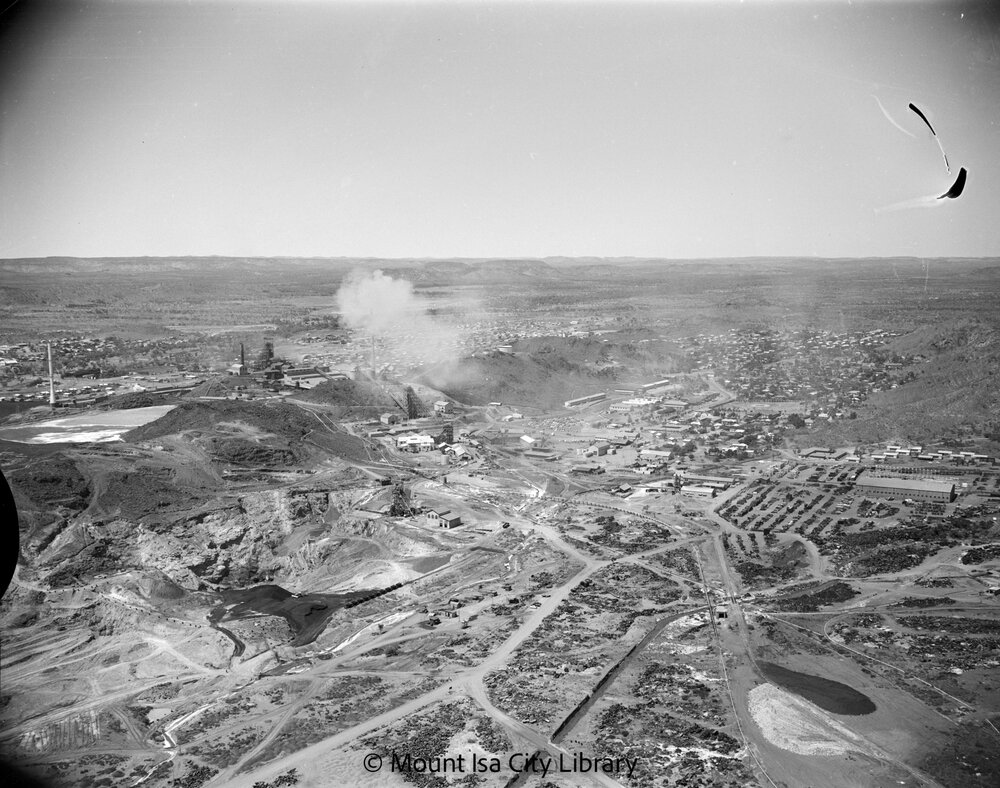 Glory holes and mill, Mount Isa Mines, June 1956