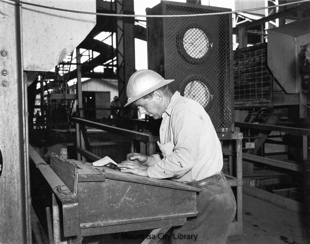 Man at Copper Smelter, Mount Isa Mines, c.1956
