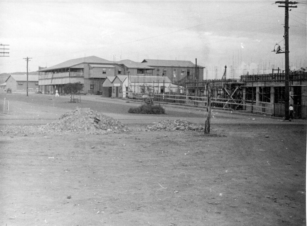 Mount Isa Hotel with New Hotel Boyd under construction, Mount Isa City, c.1950