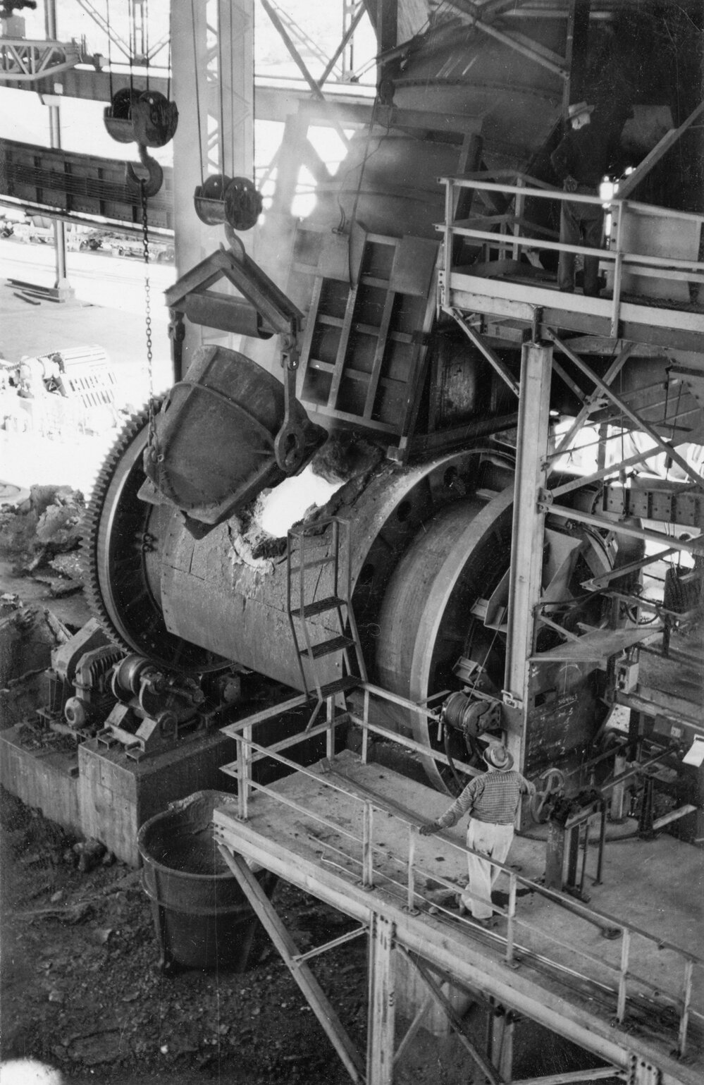 Copper Smelter charging converter, Mount Isa Mines, c.1953