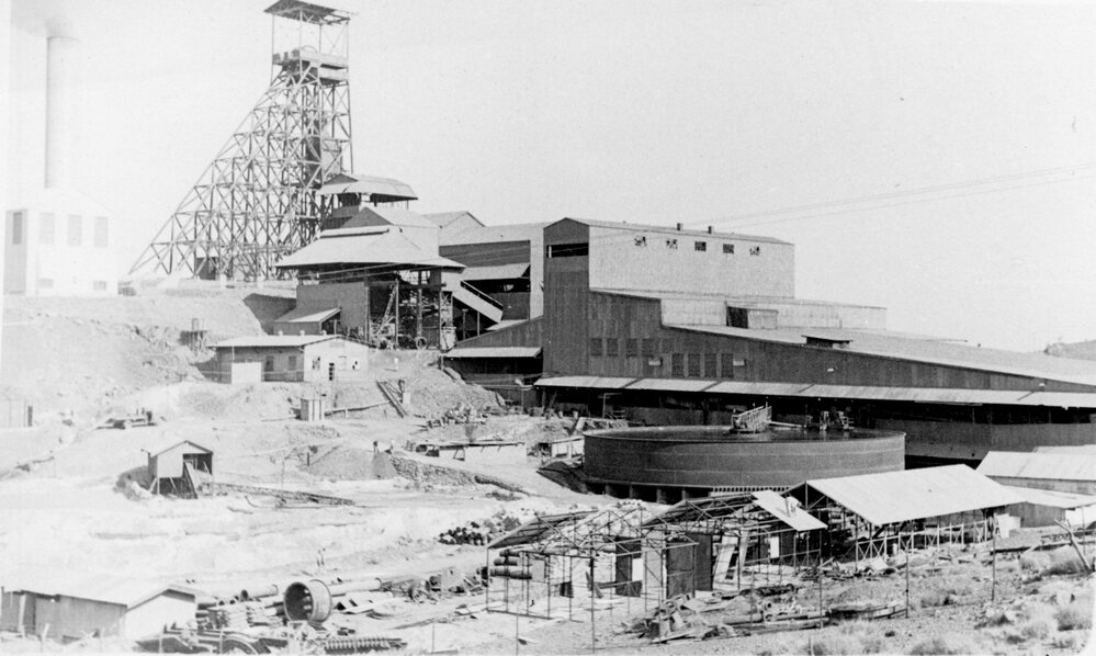 Reagent Storage Shed under construction, Mount Isa Mines, c.1948