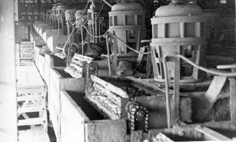 Old lead flotation cells in Mill, Mount Isa Mines, c.1948