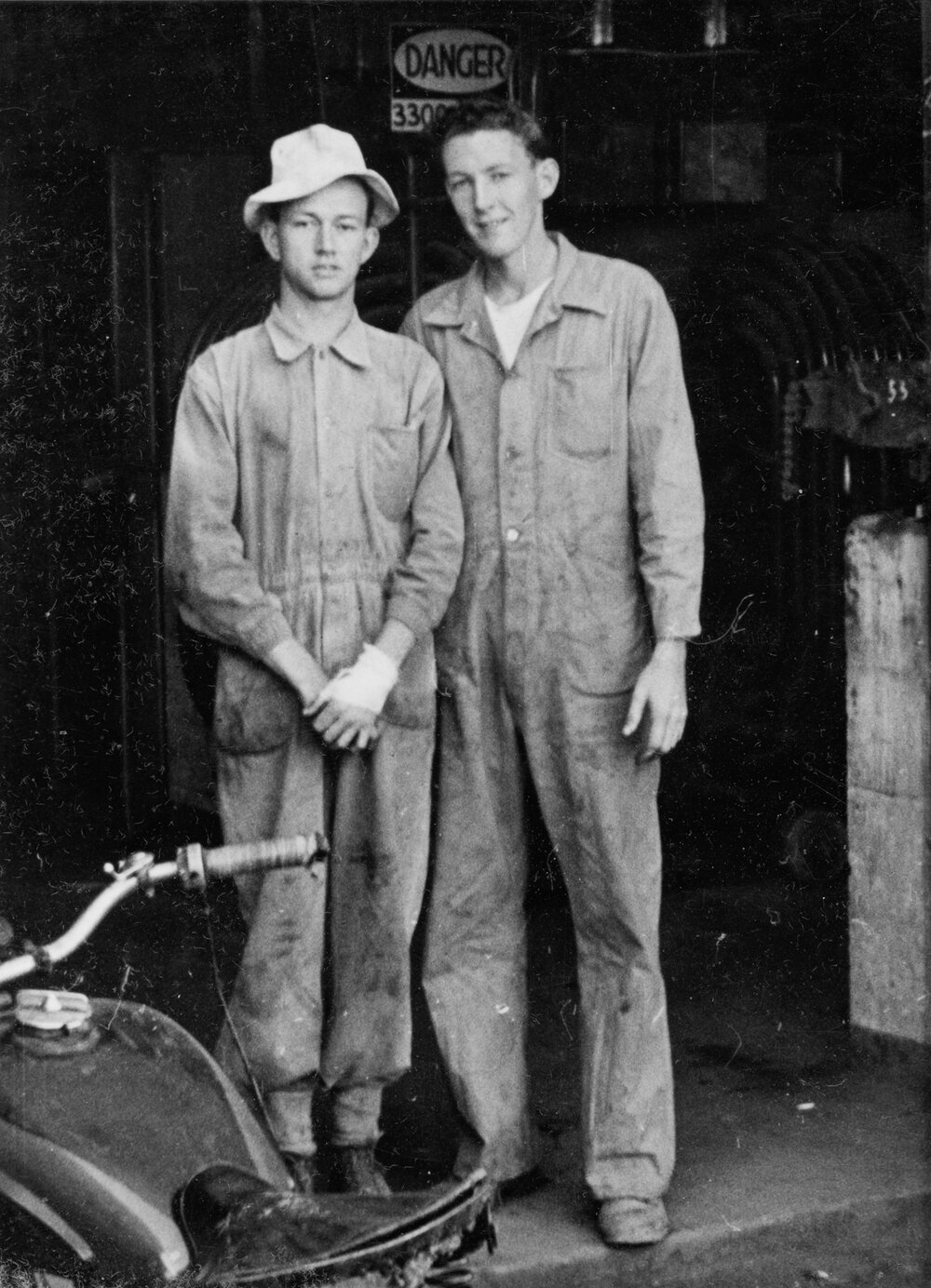 Jack Lisson and Frank at Mount Isa Mines Mill Substation, c.1950
