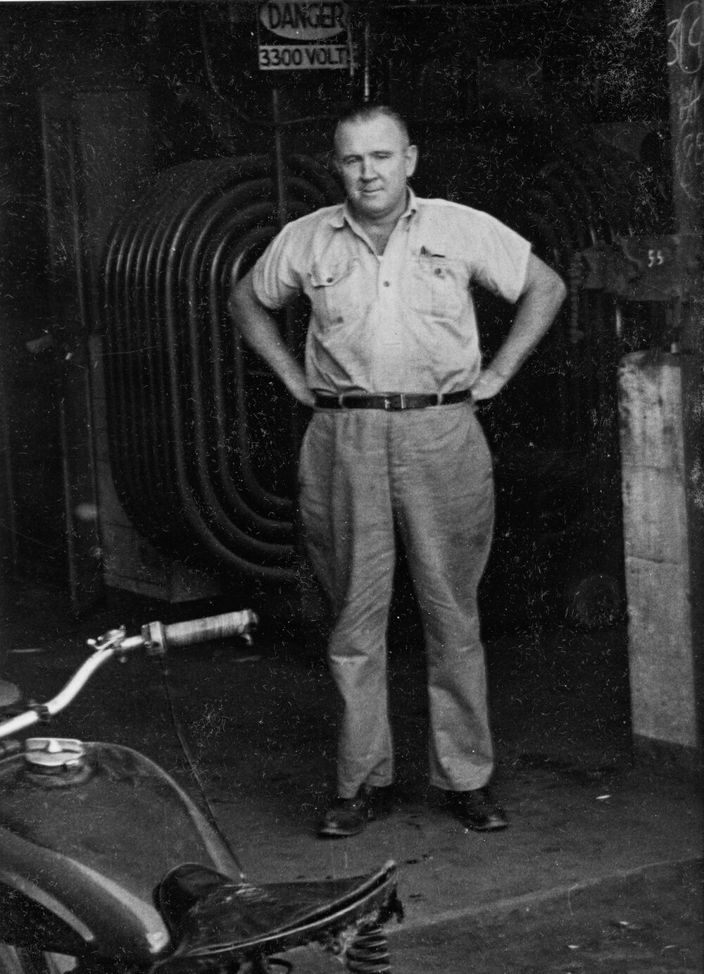 Mick Twoomey at Mount Isa Mines Mill Substation, c.1950