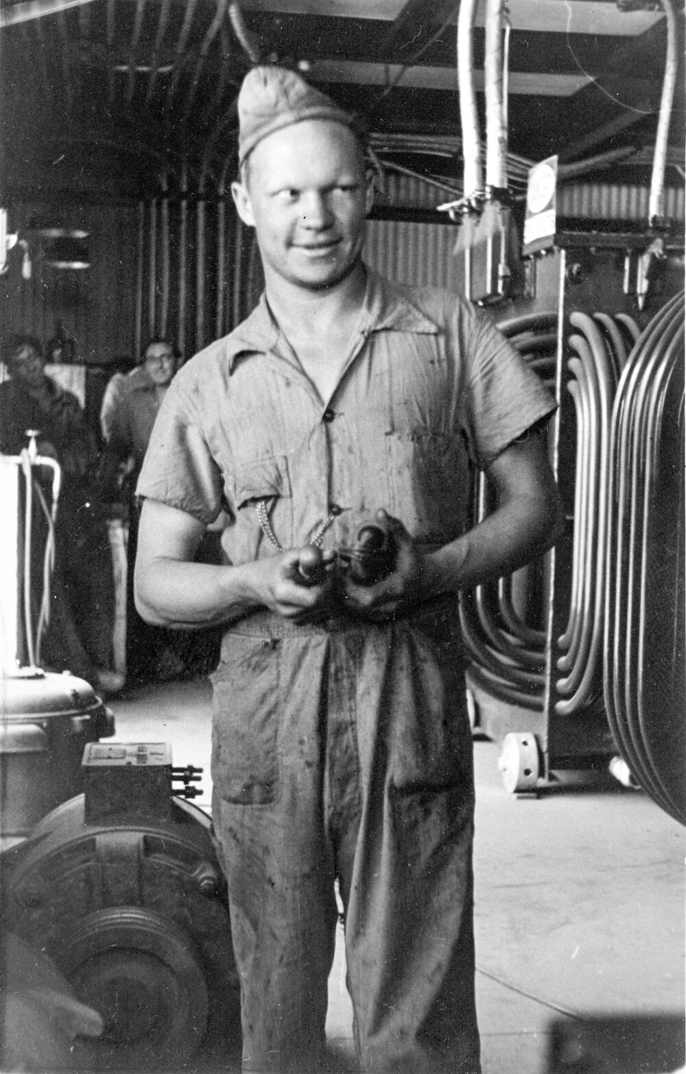 Peter Laurisen at Mount Isa Mines Mill Substation, c.1948
