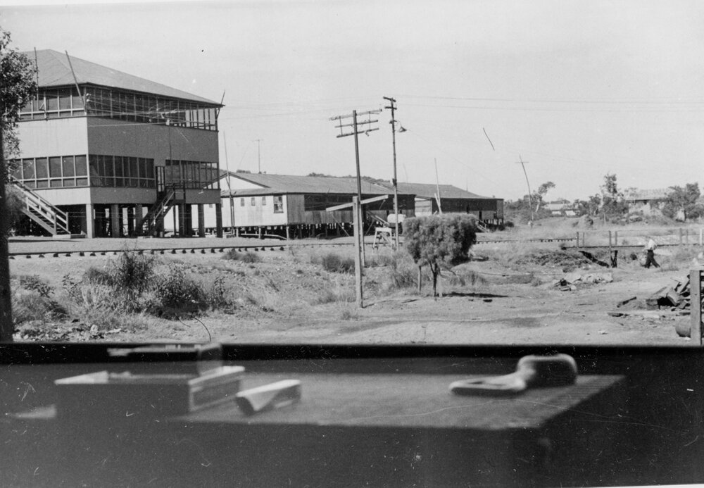 Mineside view through window No 7 Barracks, c.1950
