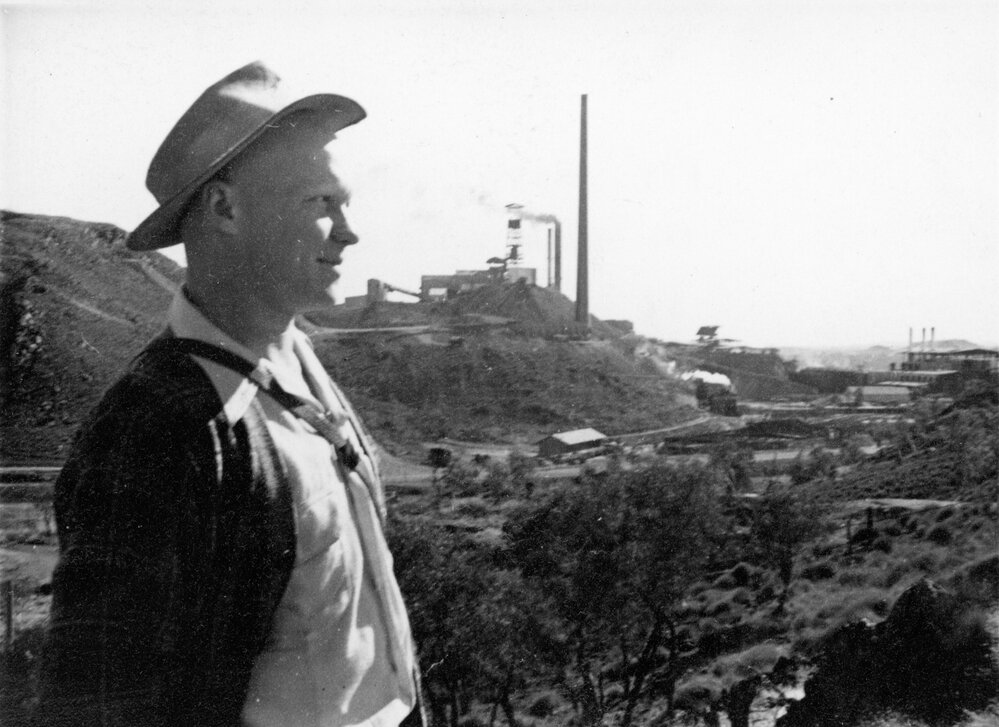 Peter Laurisen with Mill Hill in Background, c.1950