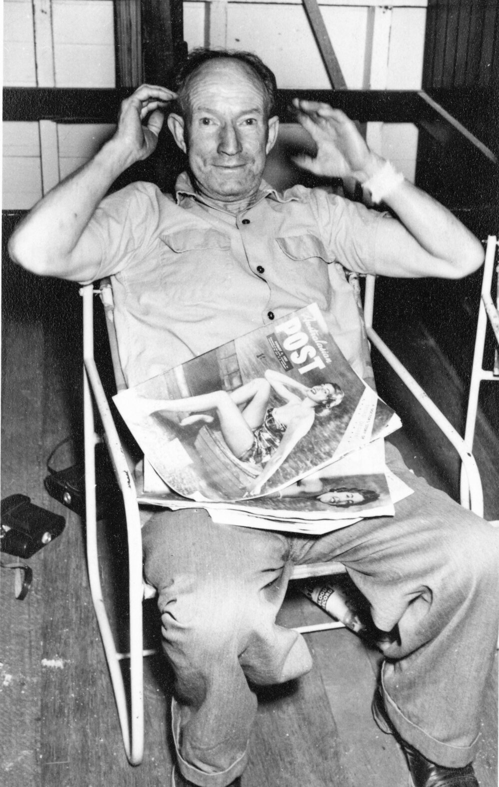 Scotty MacEwan at Club House, Mineside, c.1955