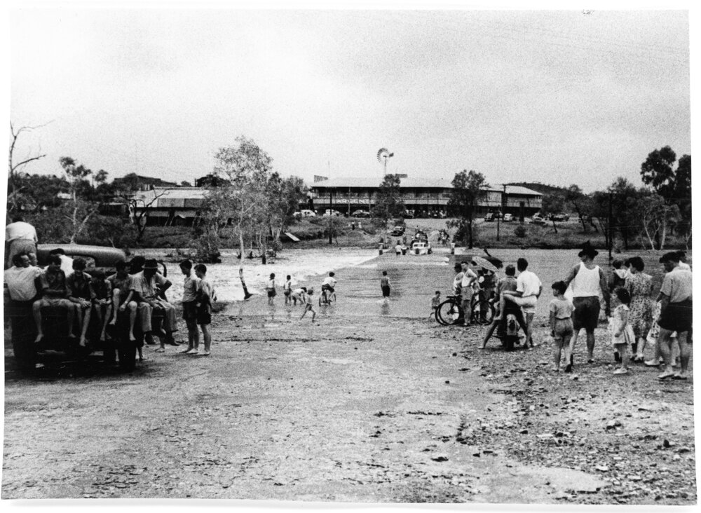 Water across Isa Bridge, c.1950