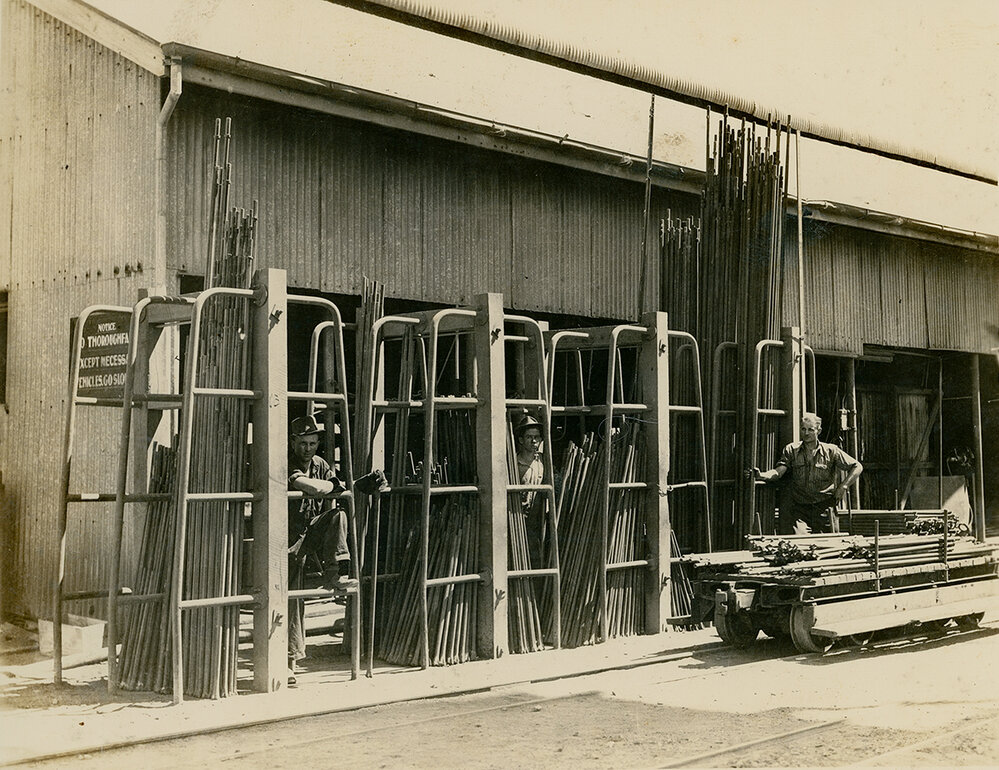 Drill steels at tool sharpening shop