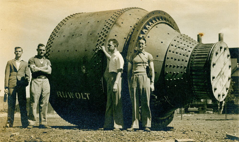 Four photographers With New Ball Mill Norm Nancarrow on the Right Postcard 2 Mystery Album from Reg OBrien