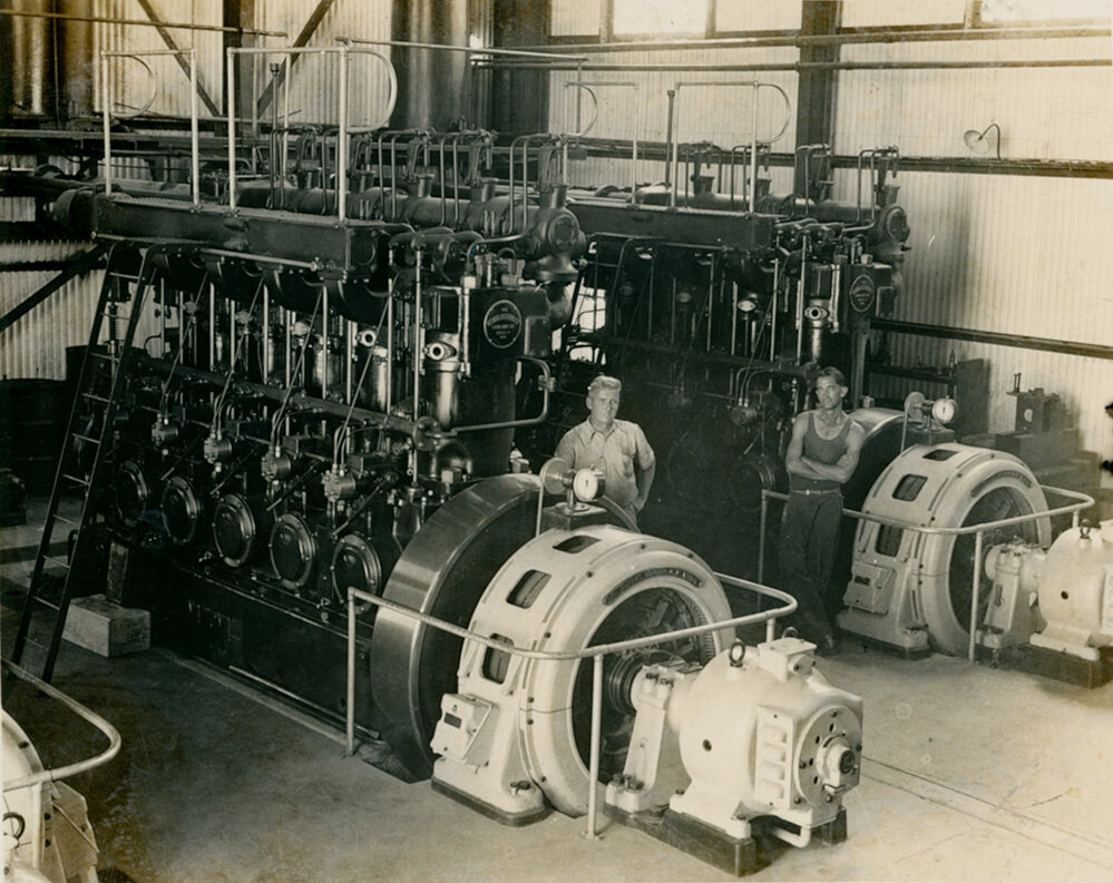 Generators at temporary power house Man and Supply