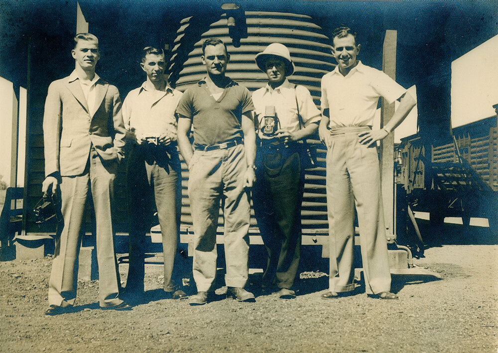 Five photographers at Mount Isa Railway Station, Townside