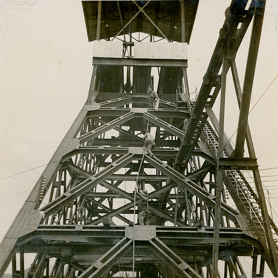 Installing winder rope on Man and Supply Headframe 