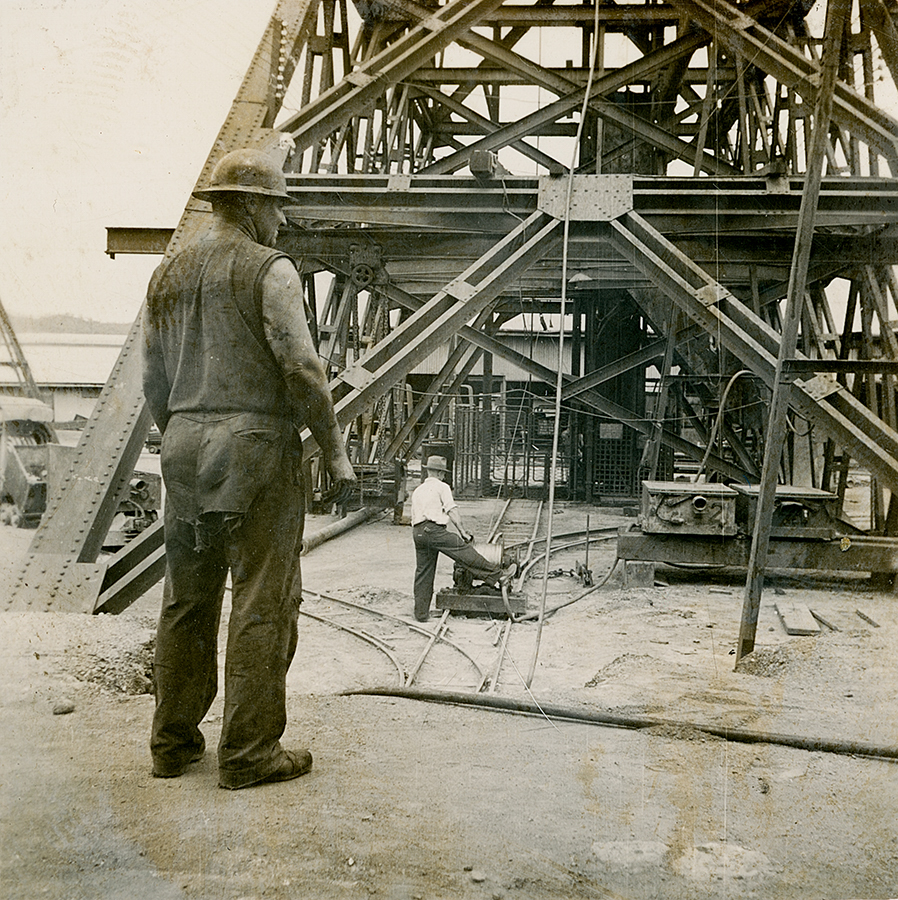 Installing winder rope Man and Supply, Mount Isa Mines