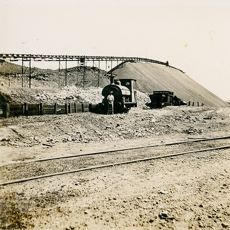 Lead Smelter slag looking north with MIM locomotive 