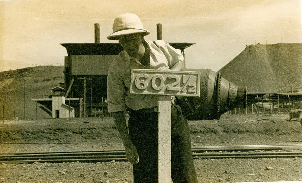 Long way from home, railway mile post at Mount Isa