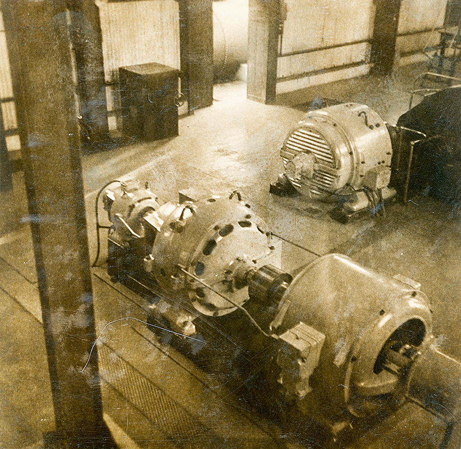 Looking down to motor generator set for Man and Supply winder 