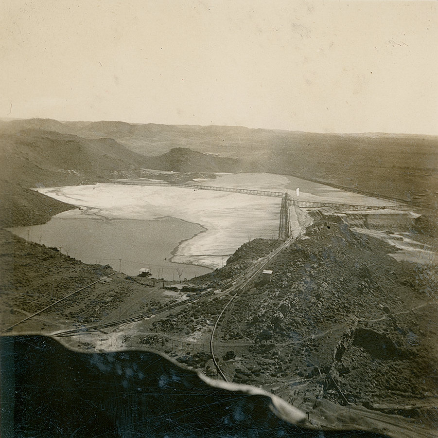 Looking north over original tailings dam from Urquhart Shaft Headframe