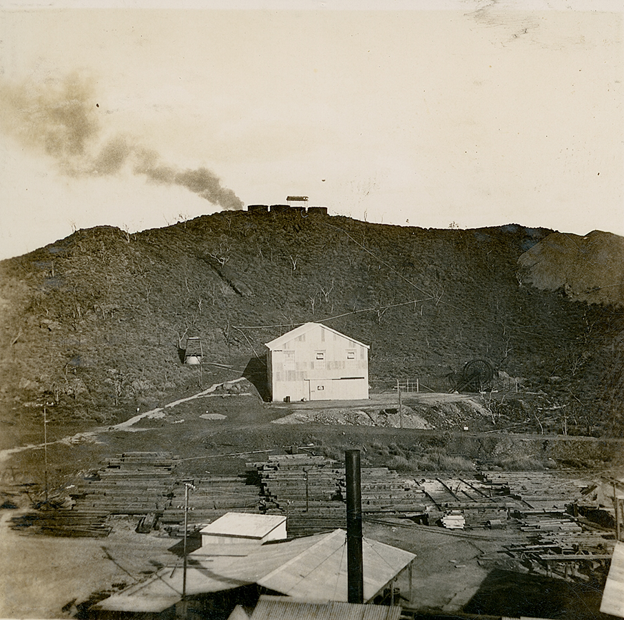 Looking SE to No 2 Ore Shaft from Man and Supply Headframe