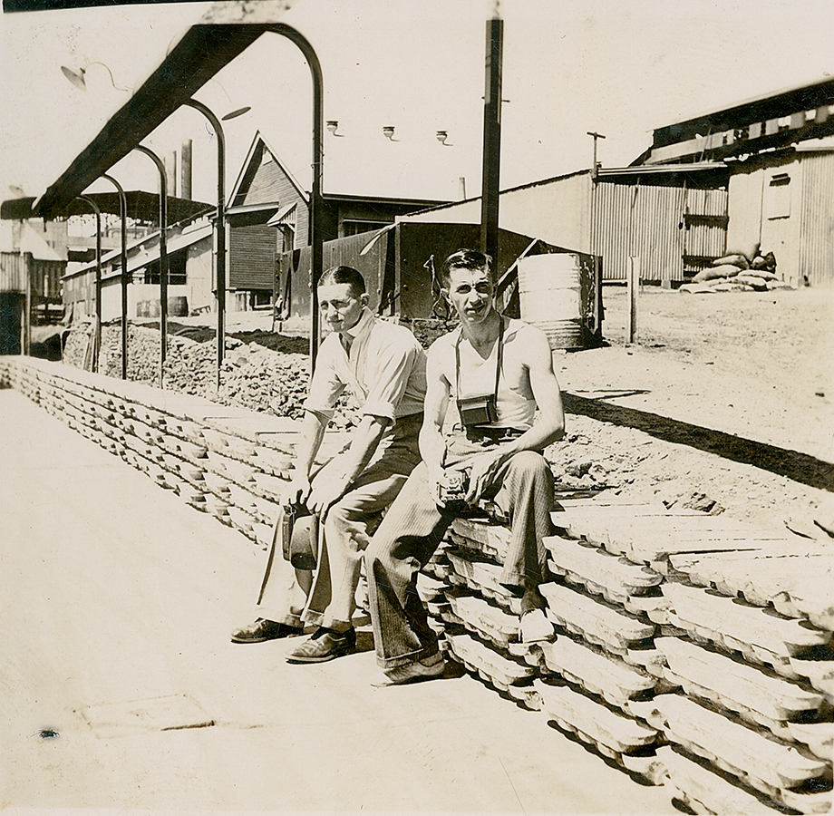 Norm Nancarrow and Tom on stacked lead ingots 