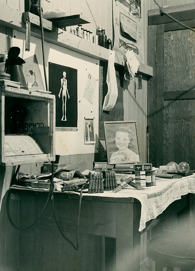 Barracks room interior, April 1939