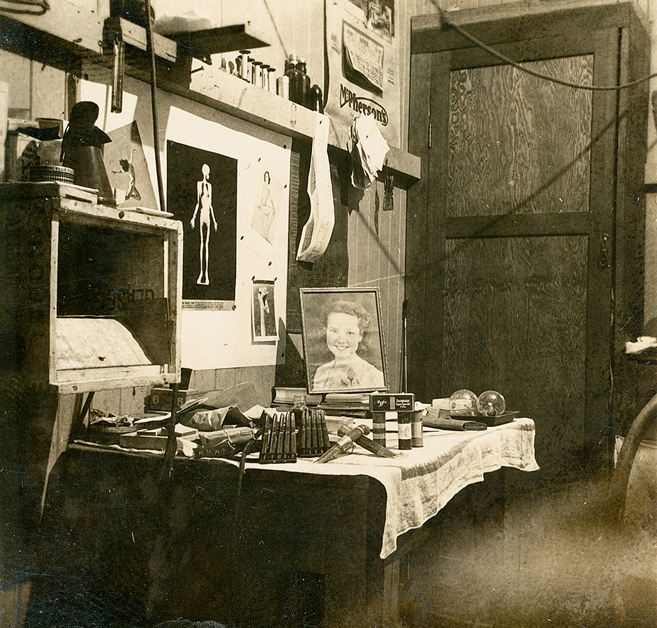 Barracks room interior, April 1939