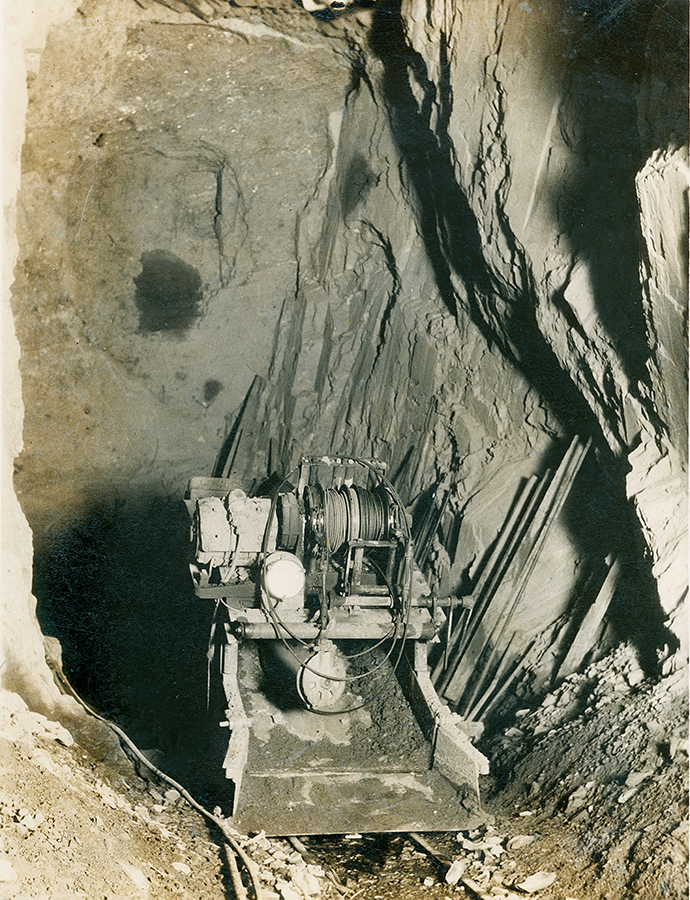 Scraper in 5 Level sump of Urquhart Shaft sump, c.1948 