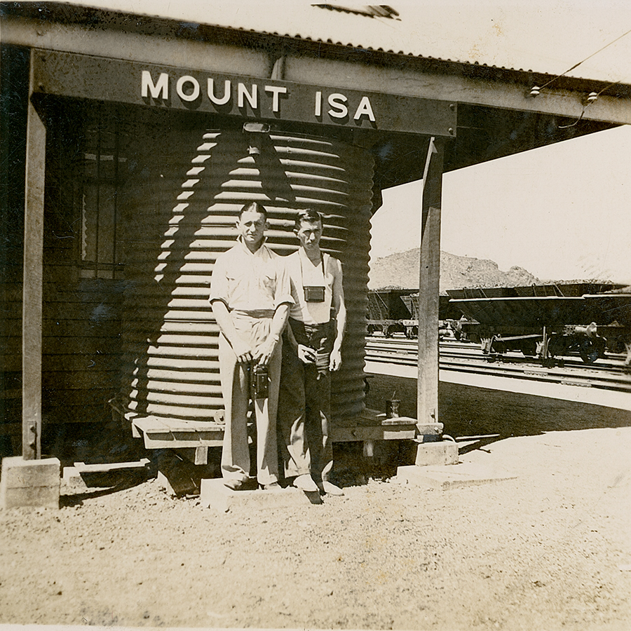 Tom and Norm Nancarrow at Mount Isa Railway Station